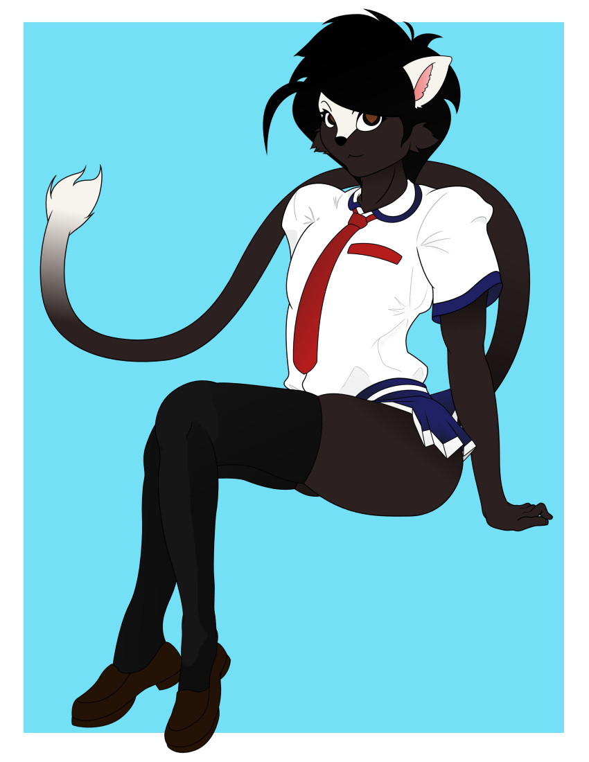 &lt;3 &lt;3_eyes anthro brown_eyes brushcat cat clothed clothing crossdressing feline girly jenny_(brushcat) legwear male mammal solo