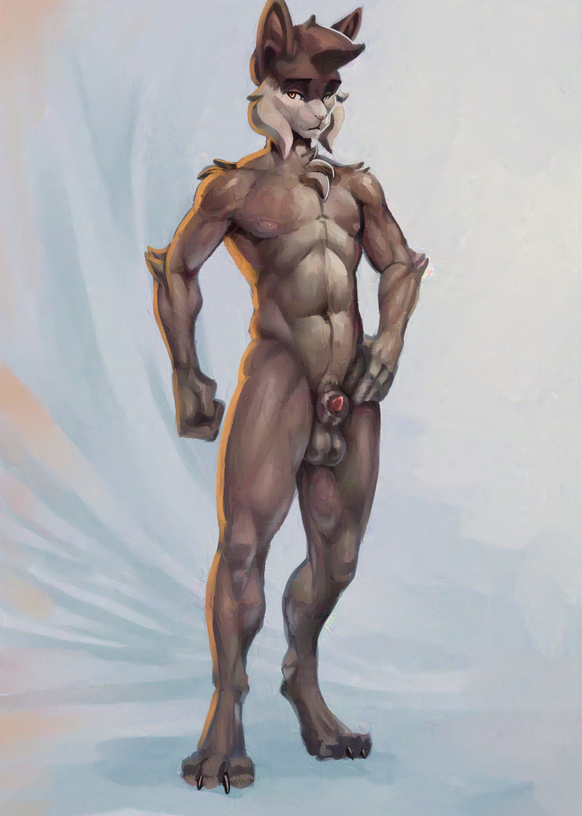 2022 alexi_(screencap) animal_genitalia animal_penis anthro balls biped cheek_tuft chest_fur chest_tuft claws digital_media_(artwork) digital_painting_(artwork) digitigrade dungeons_and_dragons facial_tuft feet felid feline feline_genitalia feline_penis flaccid full-length_portrait fur genitals hair hasbro hi_res looking_at_viewer male mammal nipples nude penile_spines penis penis_tip portrait pubes screencap_(artist) shaded sheath simple_background solo tabaxi tuft wizards_of_the_coast