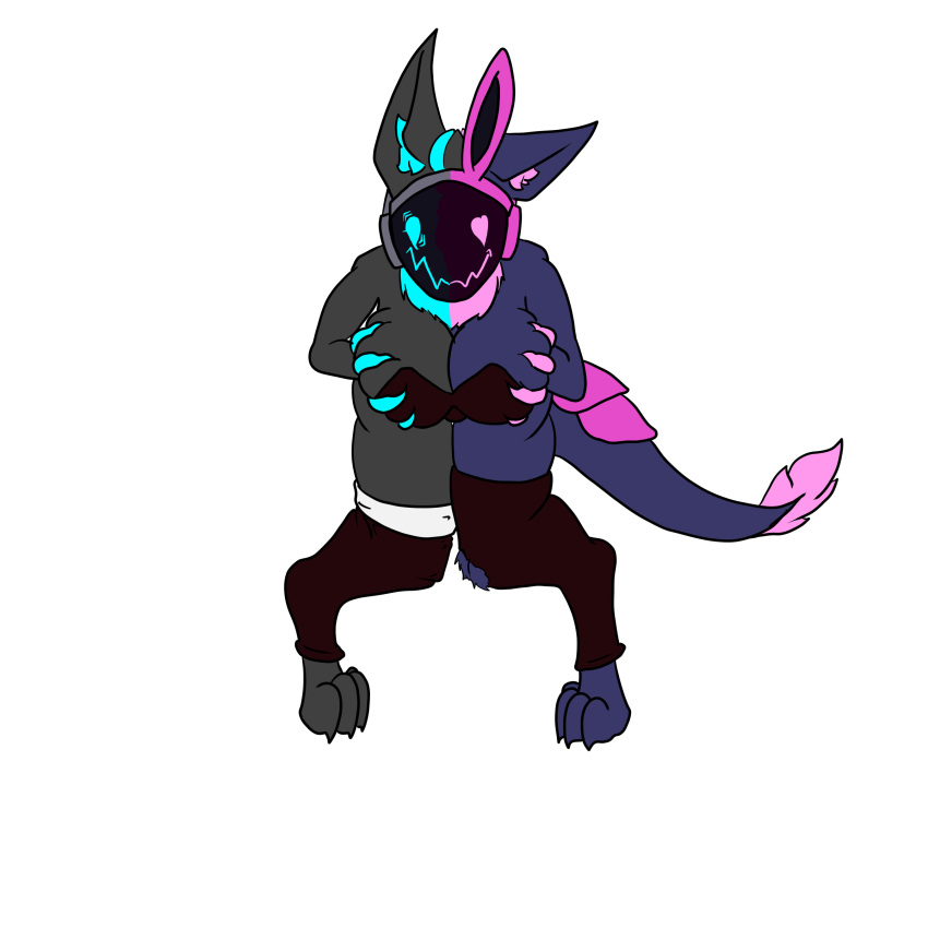 1:1 absurd_res alpha_channel alternate_color anthro biohound bunny_costume clothing costume crossgender fake_ears fake_rabbit_ears female heart_eyes heart_symbol hi_res legwear machine mtf_crossgender protogen protogen_visor solo solo_focus stockings transformation virus worldbuilding