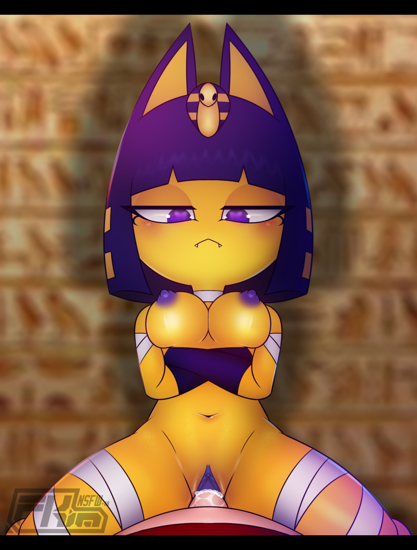 2023 absurd_res animal_crossing ankha_(animal_crossing) anthro anthro_focus anthro_on_top anthro_penetrated areola artist_name bandage black_eyelashes blue_body blue_ears blue_fur blue_hair blurred_background blush bodily_fluids breasts clitoris cowgirl_position crossed_arms cum cum_in_pussy cum_inside cute_fangs digital_media_(artwork) domestic_cat duo egyptian erect_nipples erection eyelashes fangs felid feline felis female female_focus female_on_human female_on_top female_penetrated first_person_view fkimnsfw from_front_position fur genital_fluids genitals hair half-closed_eyes headdress heart_eyes heart_symbol hi_res hieroglyphics human human_on_anthro human_on_bottom human_penetrating human_penetrating_anthro human_penetrating_female human_pov interspecies looking_at_viewer male male/female male_on_anthro male_on_bottom male_penetrating male_penetrating_anthro male_penetrating_female male_pov mammal medium_breasts multicolored_body multicolored_ears multicolored_fur narrowed_eyes navel nintendo nipples nude on_bottom on_top penetration penile penile_penetration penis penis_in_pussy purple_areola purple_eyes purple_nipples purple_pussy pussy pussy_juice_on_penis sex solo_focus teeth uraeus vaginal vaginal_fluids vaginal_penetration watermark yellow_body yellow_fur yellow_inner_ear