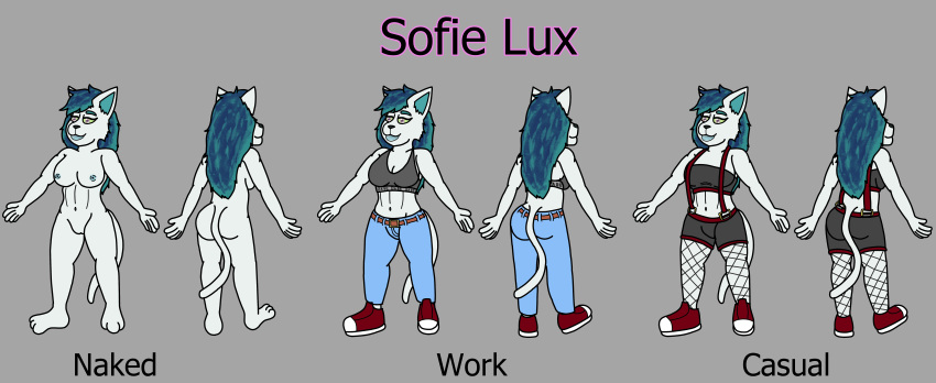 absurd_res anthro dank-artistic-fox domestic_cat felid feline felis female hi_res mammal model_sheet sofie_lux solo