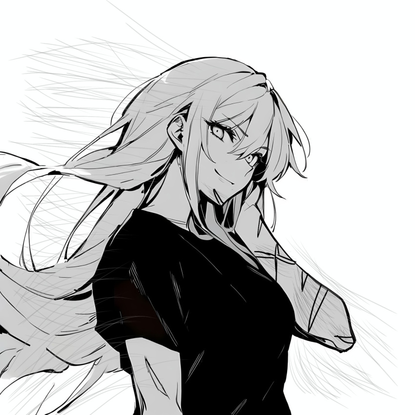 ai-generated azur_lane breasts enterprise_(azur_lane) gojou_satoru greyscale healing highres jujutsu_kaisen long_hair monochrome multiple_scars non-web_source parody scar sketch steam steaming_body