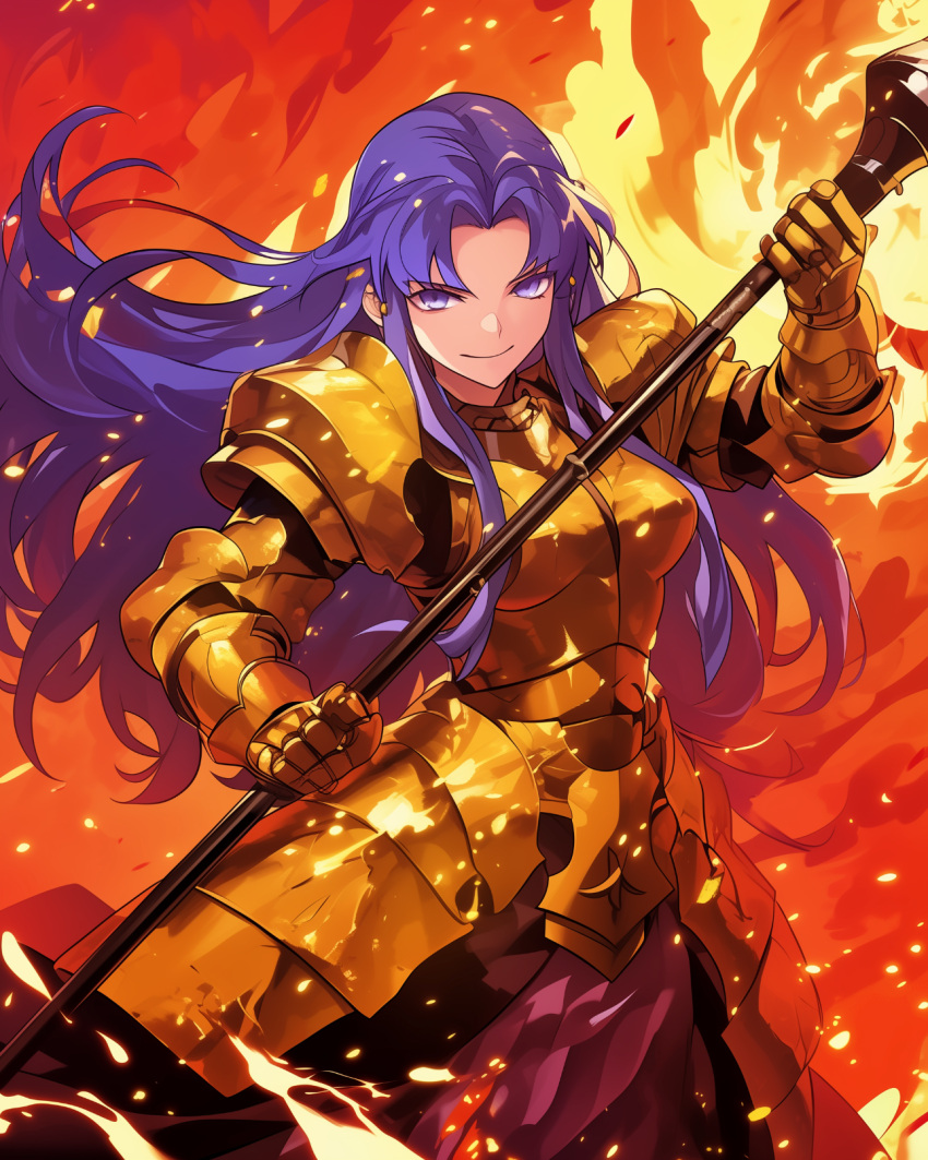 ai-generated armor blue_eyes blue_hair chaos_(warhammer) fate/grand_order fate/stay_night fate_(series) highres medea_(fate) non-web_source nymph pointy_ears sigvald_the_magnificent slaanesh smile warhammer_fantasy