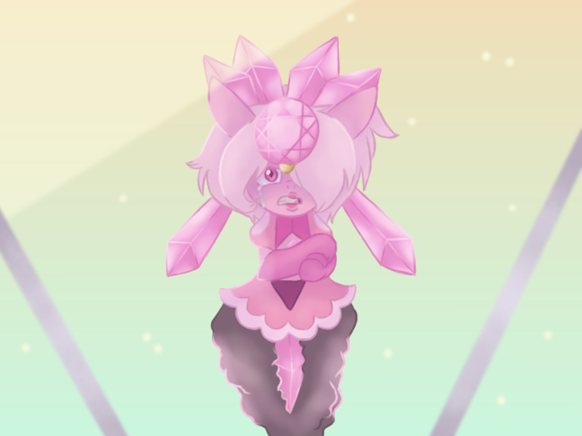 2018 anthro cartoon_network diancie female gem hair itoruna legendary_pok&eacute;mon looking_at_viewer mineral_fauna nintendo pink_diamond pink_eyes pink_hair pink_skin pok&eacute;mon pok&eacute;mon_(species) steven_universe tears video_games