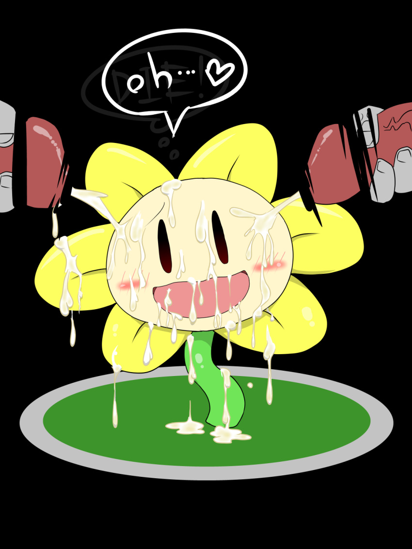 after_sex blush censored cum cum_covered flower flowey_the_flower human male mammal messy not_furry penis plant solo_focus tatwuyan undertale video_games