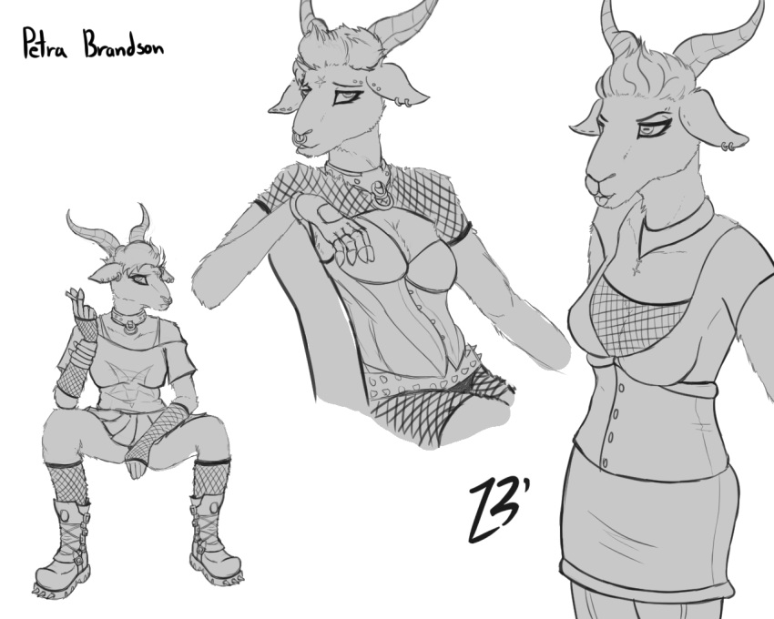 anthro caprine clothing collar female goat goth horn mammal petra piercing satanic zicaneborgen