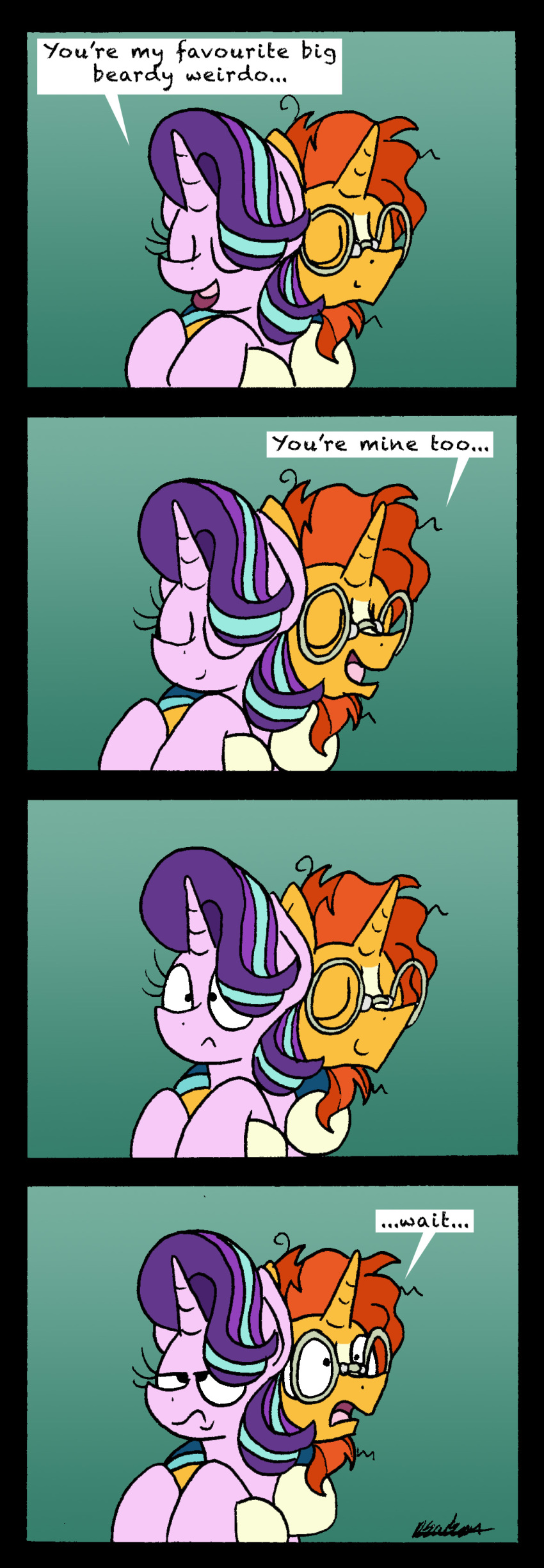 2018 bobthedalek comic dialogue duo english_text equine eyewear female friendship_is_magic glasses horn male mammal my_little_pony slip_of_the_tounge starlight_glimmer_(mlp) sunburst_(mlp) text unicorn