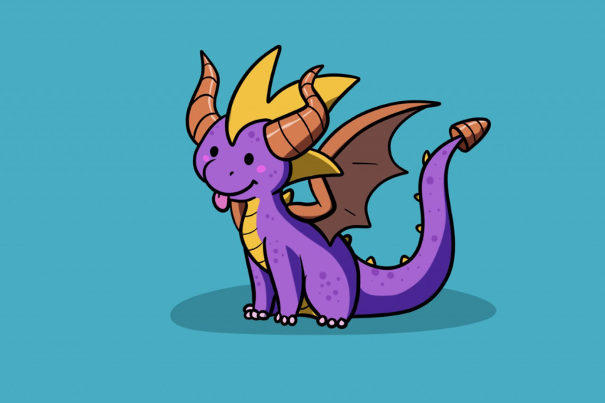 albybunny barefoot blush claws cute dragon feral horn male nude purple_skin scalie sharp_claws sitting smile solo spyro spyro_the_dragon tongue tongue_out video_games wings
