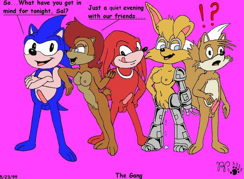 archie_comics bunnie_rabbot knuckles_the_echidna kthanid sally_acorn sonic_team sonic_the_hedgehog tails