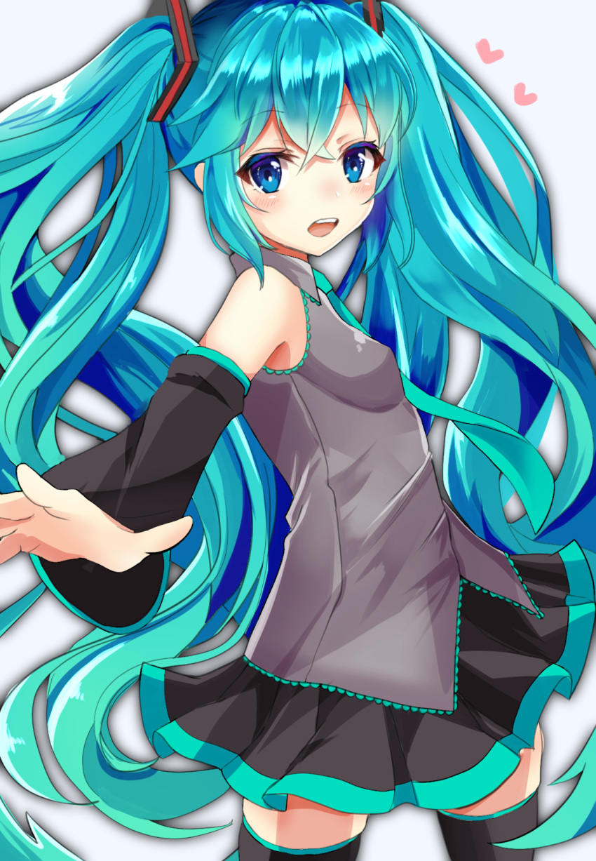 aqua_hair blue_eyes detached_sleeves hatsune_miku highres long_hair nakatsu_kon necktie skirt solo thighhighs twintails very_long_hair vocaloid