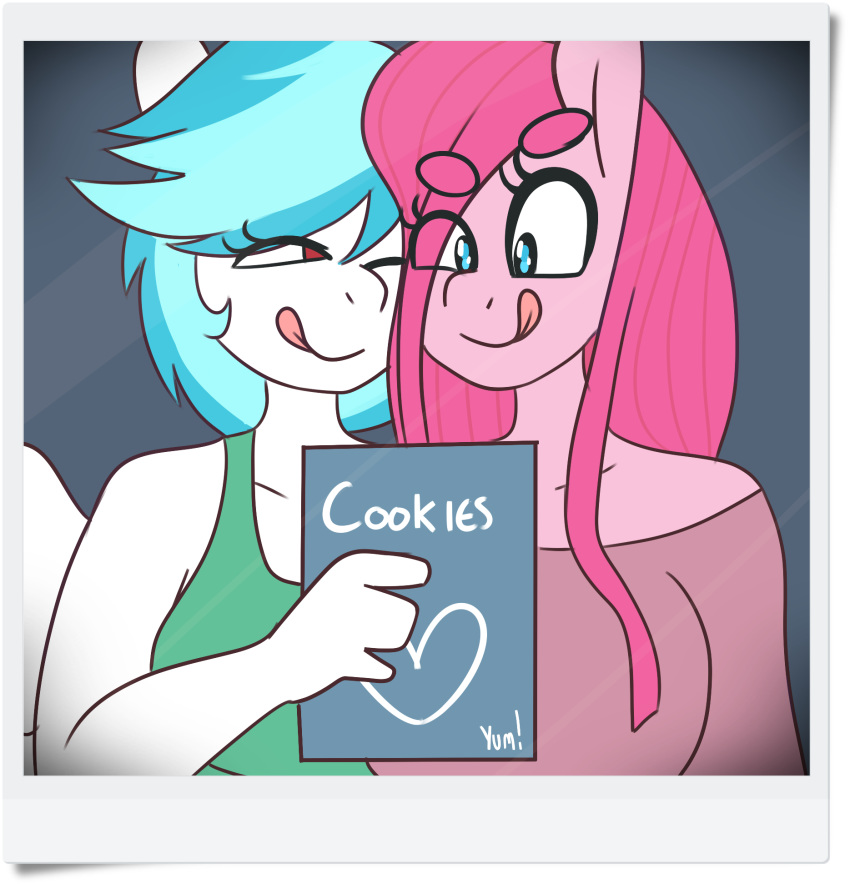 2015 anthro cookie duo earth_pony equine fan_character female food friendship_is_magic hi_res horse mammal my_little_pony pegasus pinkamena_(mlp) pinkie_pie_(mlp) pony somescrub squeaky_clean wings