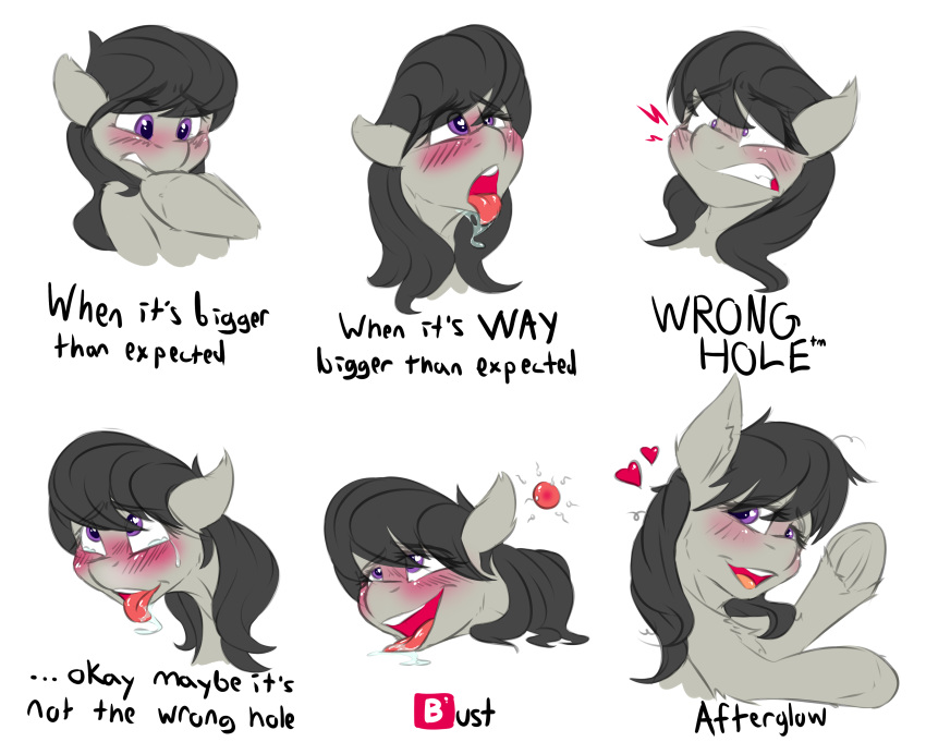 &lt;3 &lt;3_eyes absurd_res after_sex big-mac-115 black_hair blush chest_tuft clenched_teeth drooling ear_tuft earth_pony equine eyelashes female friendship_is_magic fucked_silly fur grey_fur hair hi_res hooves horse implied_anal implied_penetration impregnation looking_pleasured mammal multiple_scenes my_little_pony octavia_(mlp) open_mouth orgasm_face pony purple_eyes saliva simple_background smile solo tears teeth tongue tongue_out torogao tuft white_background