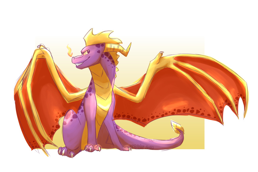 absurd_res alpha_channel barefoot claws dragon feral fire hi_res horn looking_away looking_back male naeriie nude purple_eyes purple_skin scalie sharp_claws simple_background sitting smile solo spyro spyro_the_dragon teeth toe_claws transparent_background video_games western_dragon wings