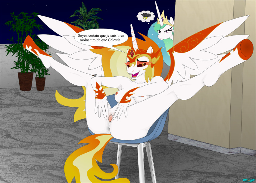 anthro breasts butt daybreaker_(mlp) fab3716 female friendship_is_magic my_little_pony princess_celestia_(mlp) pussy spread_pussy spreading