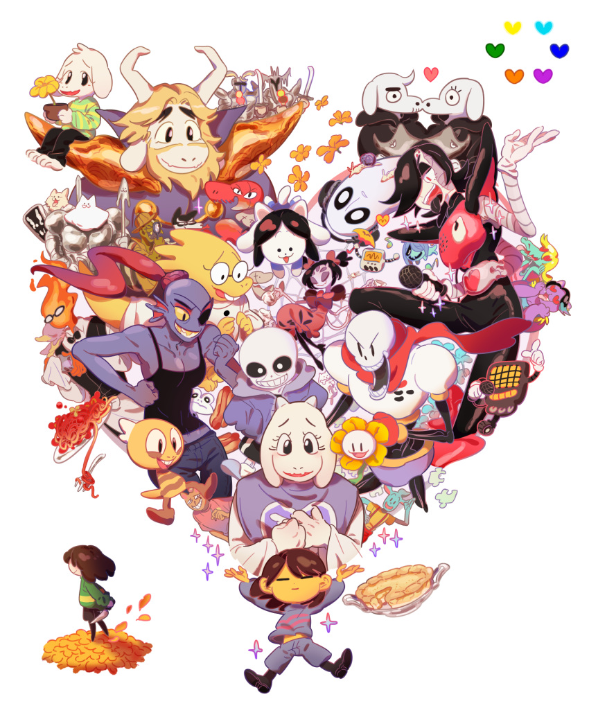 &lt;3 &lt;3_eyes 2015 absolutely_everyone alligator alphys ambiguous_gender amphibian animated_skeleton annoying_dog_(undertale) anthro arachnid armless arthropod asgore_dreemurr asriel_dreemurr bone boss_monster bow_tie bratty_(undertale) breasts burgerpants canine caprine cat catty_(undertale) chara_(undertale) crocodilian dog dogamy dogaressa doggo dummy elemental feline female fire_elemental fish flora_fauna flower flowey_the_flower food frog froggit gerson ghost goat greater_dog grillby group hi_res horn hot_dog human kissing knife leaves lesser_dog lizard machine mad_dummy male mammal marine mel12da_(artist) melee_weapon mettaton mettaton_ex microphone monster_kid muffet napstablook nice_cream_vendor nicecream_man papyrus_(undertale) pasta pie plant polearm protagonist_(undertale) reptile rg01_(undertale) rg02_(undertale) robot royal_guards sans_(undertale) scalie shield shyren simple_background skeleton spaghetti sparkles spear spider spirit star striped_shirt tem temmie_(undertale) toriel turtle umbrella undead undertale undyne video_games weapon web white_background