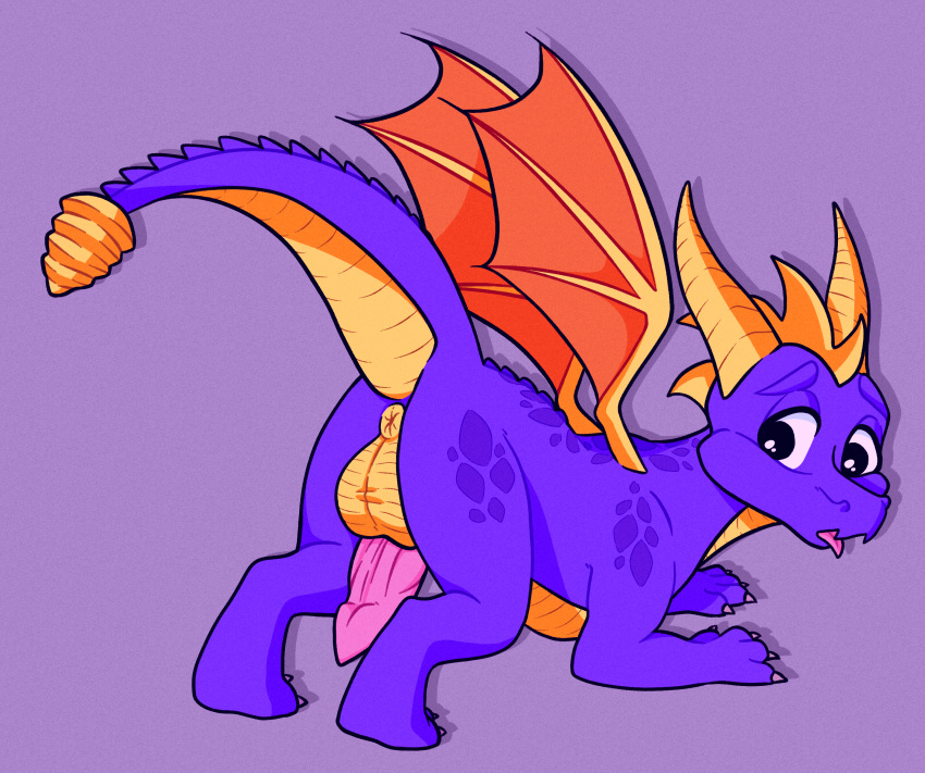 anus balls big_balls butt cute dragon horn horny_(disambiguation) invalid_color mythical penis presenting scales solo spyro spyro_the_dragon testes video_games wings wyvern