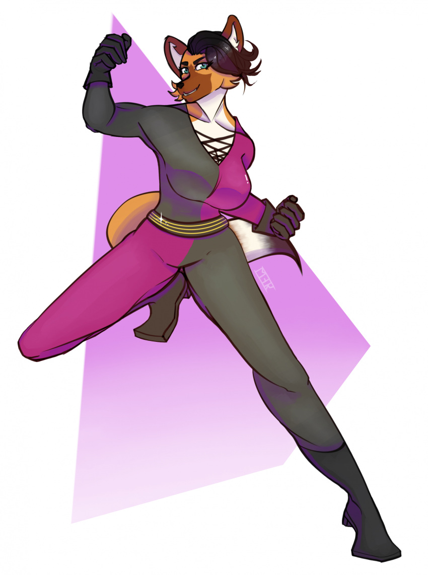2024 5_fingers action_pose anthro arms_bent bangs belt bent_leg big_breasts biped black_belt black_boots black_clothing black_eyebrows black_footwear black_gloves black_handwear black_nose black_tail_tip boots bottomwear breasts brown_body brown_fur brown_tail canid canine cleavage clothed clothed_anthro clothed_female clothing colored digital_drawing_(artwork) digital_media_(artwork) dipstick_tail english_description eyebrows eyelashes eyelashes_through_hair female female_anthro fingers fist footwear full-length_portrait fully_clothed fully_clothed_anthro fully_clothed_female fur glint gloves green_eyes grey_clothing grey_shirt grey_topwear hair handwear heroine hi_res highlights_(coloring) inner_ear_fluff jesse_(drawodraws) lidded_eyes light lighting mammal maned_wolf markings monstergirlreality multicolored_body multicolored_bottomwear multicolored_clothing multicolored_fur multicolored_hair multicolored_shirt multicolored_tail multicolored_topwear on_one_leg orange_body orange_fur orange_tail pants portrait pose purple_bottomwear purple_clothing purple_pants red_highlights shaded shirt shoes short_hair signature simple_background solo standing tail tail_markings toothy_grin topwear translucent translucent_hair tuft two_tone_bottomwear two_tone_clothing two_tone_hair two_tone_pants two_tone_shirt two_tone_topwear white_background white_body white_fur white_inner_ear_fluff white_sclera white_tail