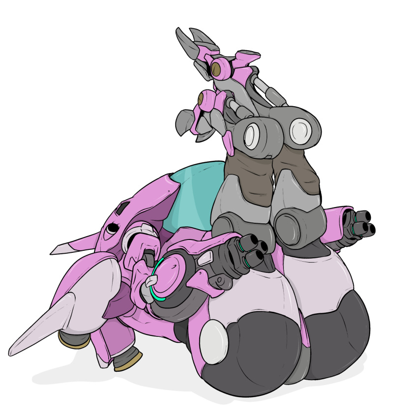 ambiguous_gender big_butt butt gun hi_res machine meka_(overwatch) methados not_furry overwatch ranged_weapon robot simple_background solo video_games weapon white_background