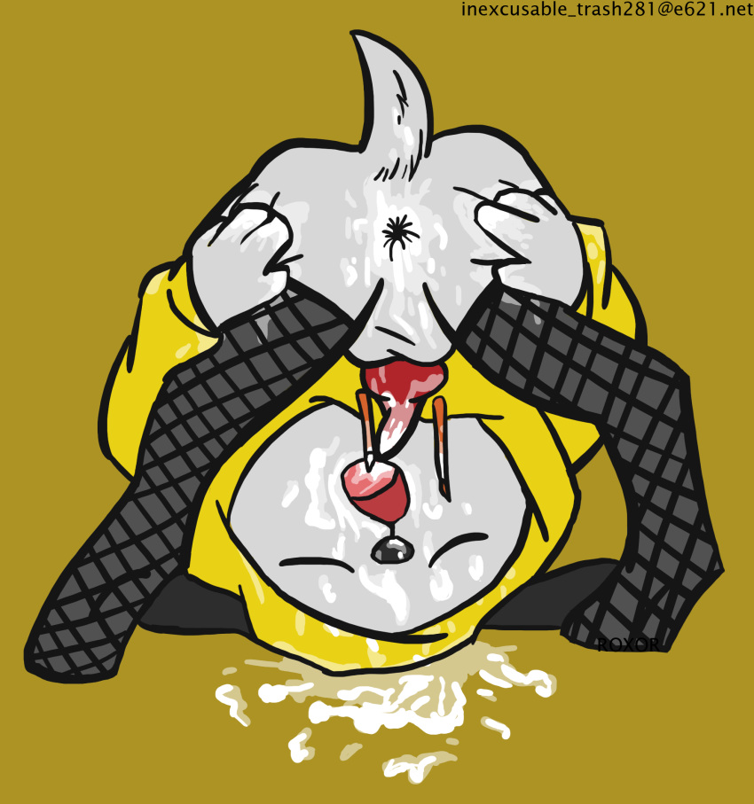 2018 4_fingers anatomically_correct anatomically_correct_penis anthro ass_up balls bent_over bt21 butt canine chimmy_(bt21) clothed clothing crossdressing cum cum_drip cum_from_ass cum_on_balls cum_on_butt cum_on_ear cum_on_face cum_on_fur cum_on_ground cum_on_penis cum_on_tongue digitigrade dripping eyes_closed fishnet floppy_ears fur inexcusable_trash281 knot legwear lube male mammal messy moan on_ground orgasm_face partially_clothed paws penis presenting presenting_hindquarters raised_tail red_penis short_tail signature simple_background small_penis solo spread_butt spread_legs spreading tapering_penis thigh_highs tongue upside_down white_fur