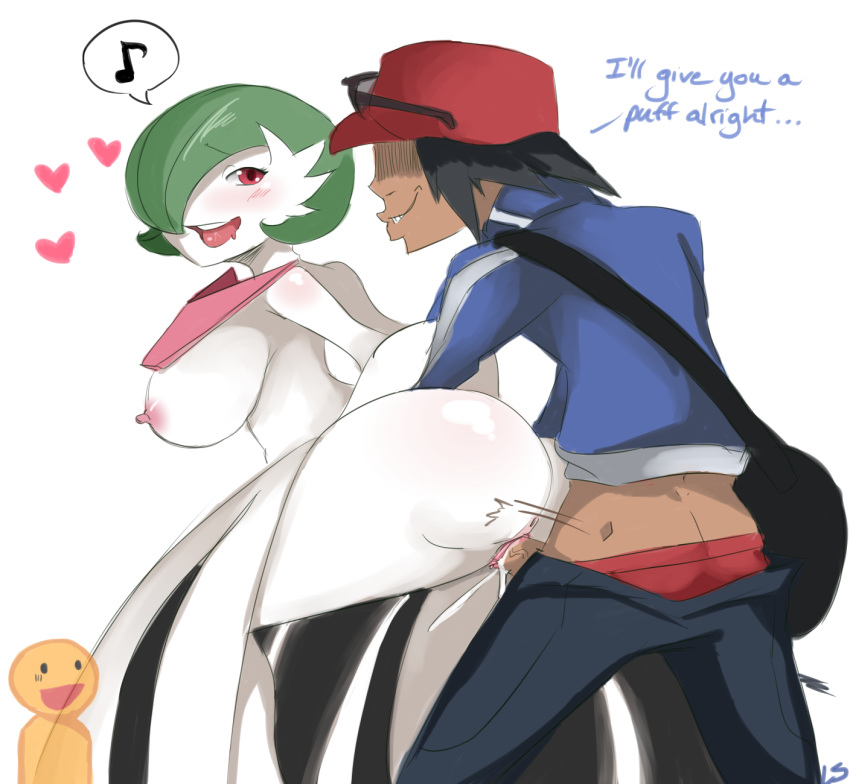 &lt;3 areola big_breasts big_butt black_hair breasts butt clothed clothing dialogue digital_media_(artwork) english_text female fully_clothed green_hair hair hat hi_res huge_butt human human_on_humanoid humanoid lightsource looking_back male male/female male_penetrating mammal mega_evolution mega_gardevoir nintendo nipples not_furry open_mouth penetration penis pok&eacute;mon pok&eacute;mon_(species) pok&eacute;mon_trainer pok&eacute;morph pussy red_eyes saliva sex simple_background smile standing teeth text thick_thighs tongue tongue_out vaginal vaginal_penetration vein video_games voluptuous white_background