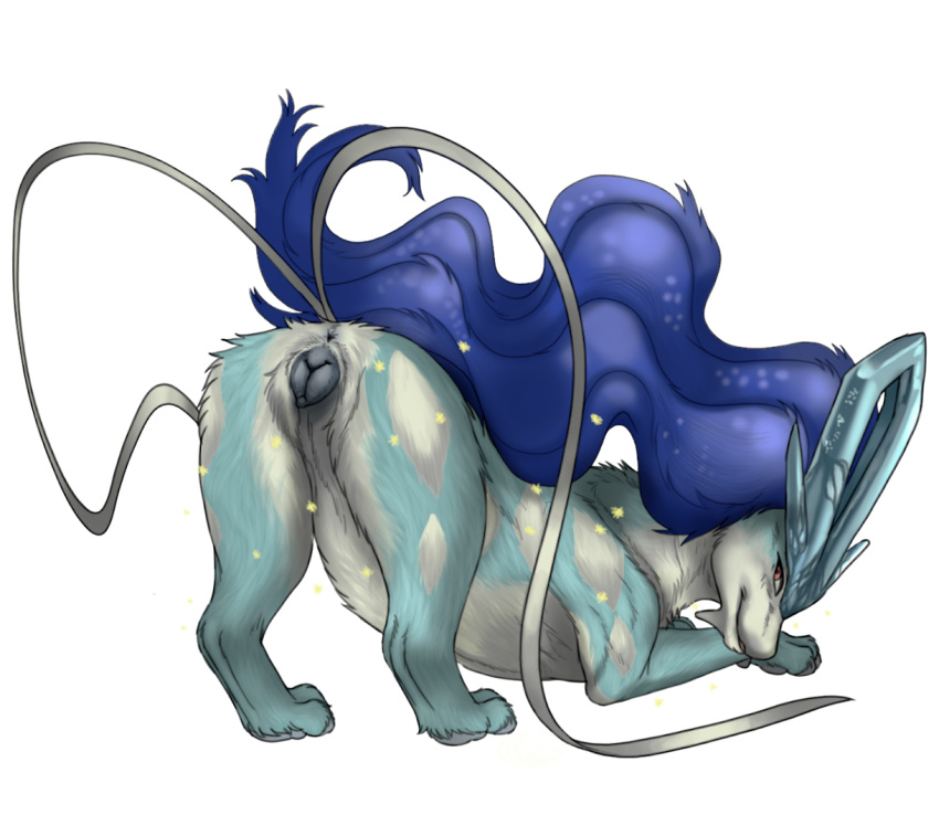 2019 aliena-cordis animal_genitalia animal_pussy anthro anus butt canine canine_pussy digital_media_(artwork) female fur legendary_pok&eacute;mon looking_at_viewer mammal nintendo nude pawpads pok&eacute;mon pok&eacute;mon_(species) pussy simple_background smile solo suicune video_games