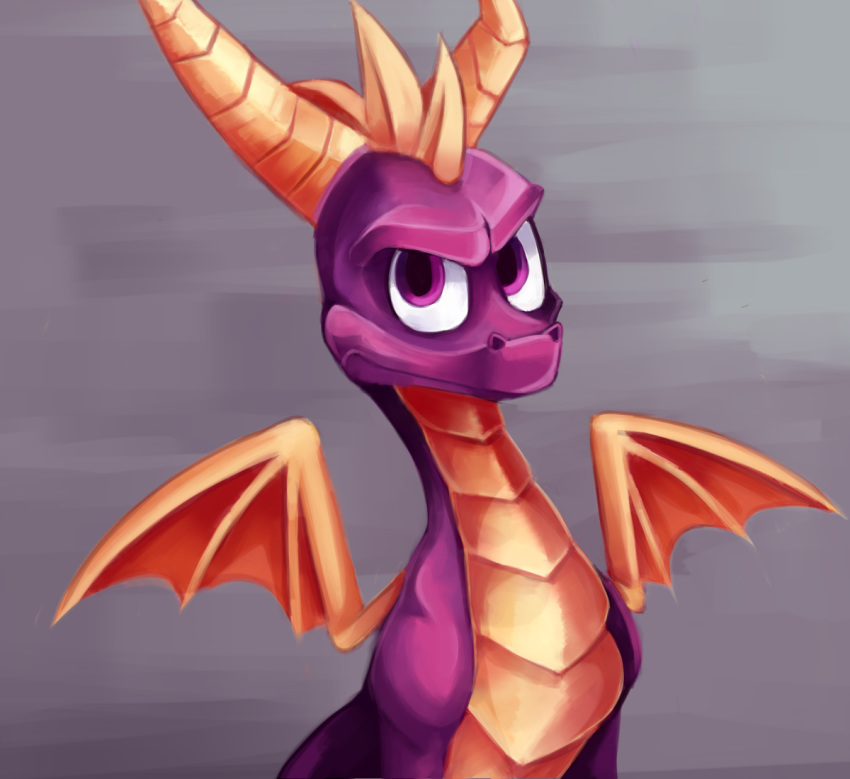 dragon feral horn looking_at_viewer male nude purple_eyes purple_skin scalie sitting smile solo spyro spyro_the_dragon video_games western_dragon wings ziryuu