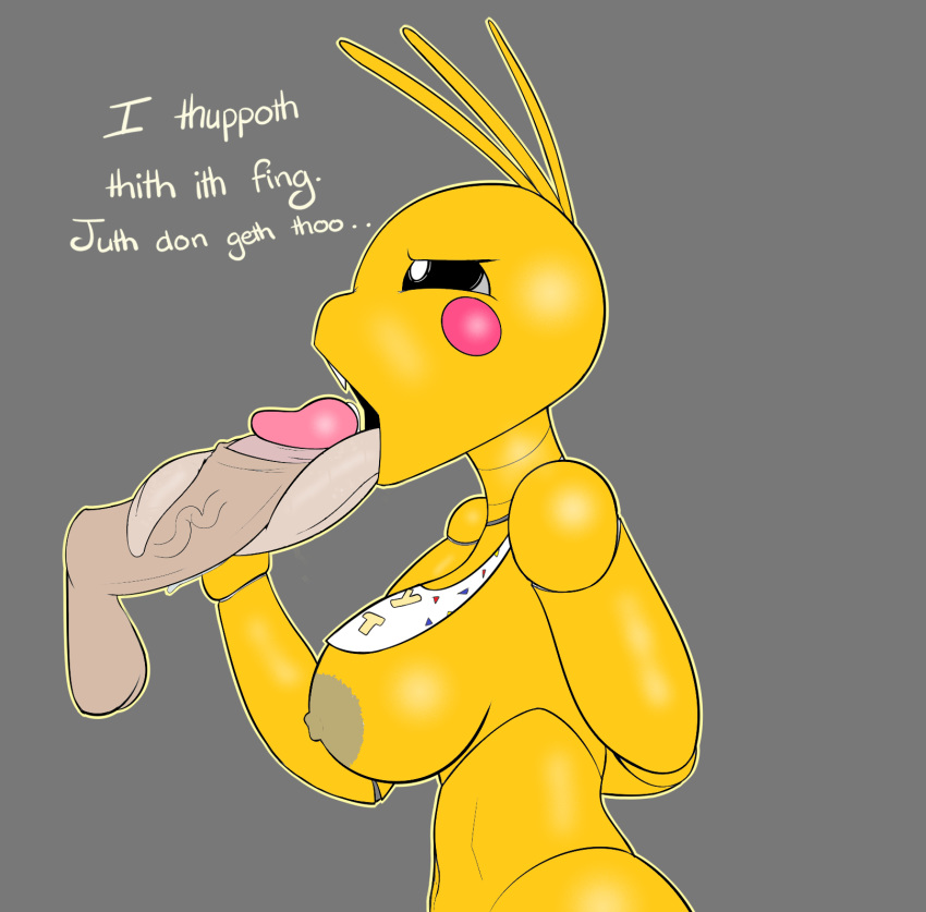 animatronic big_tongue breasts female five_nights_at_freddy's five_nights_at_freddy's_2 freepancakes long_tongue machine male male/female nipples oral penis robot tongue toy_chica_(fnaf) uncut video_games