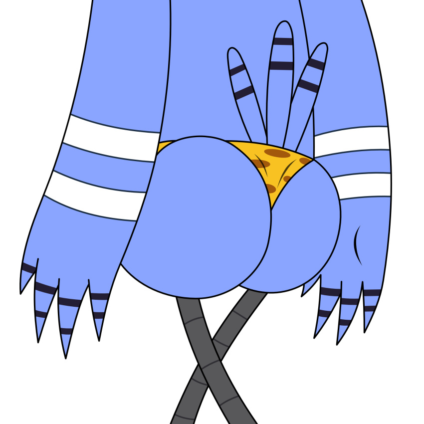 2013 alpha_channel anthro avian big_butt bird blue_jay bubble_butt butt cartoon_network clothing corvid kol98 male mordecai_(regular_show) rear_view regular_show simple_background solo speedo swimsuit thong transparent_background