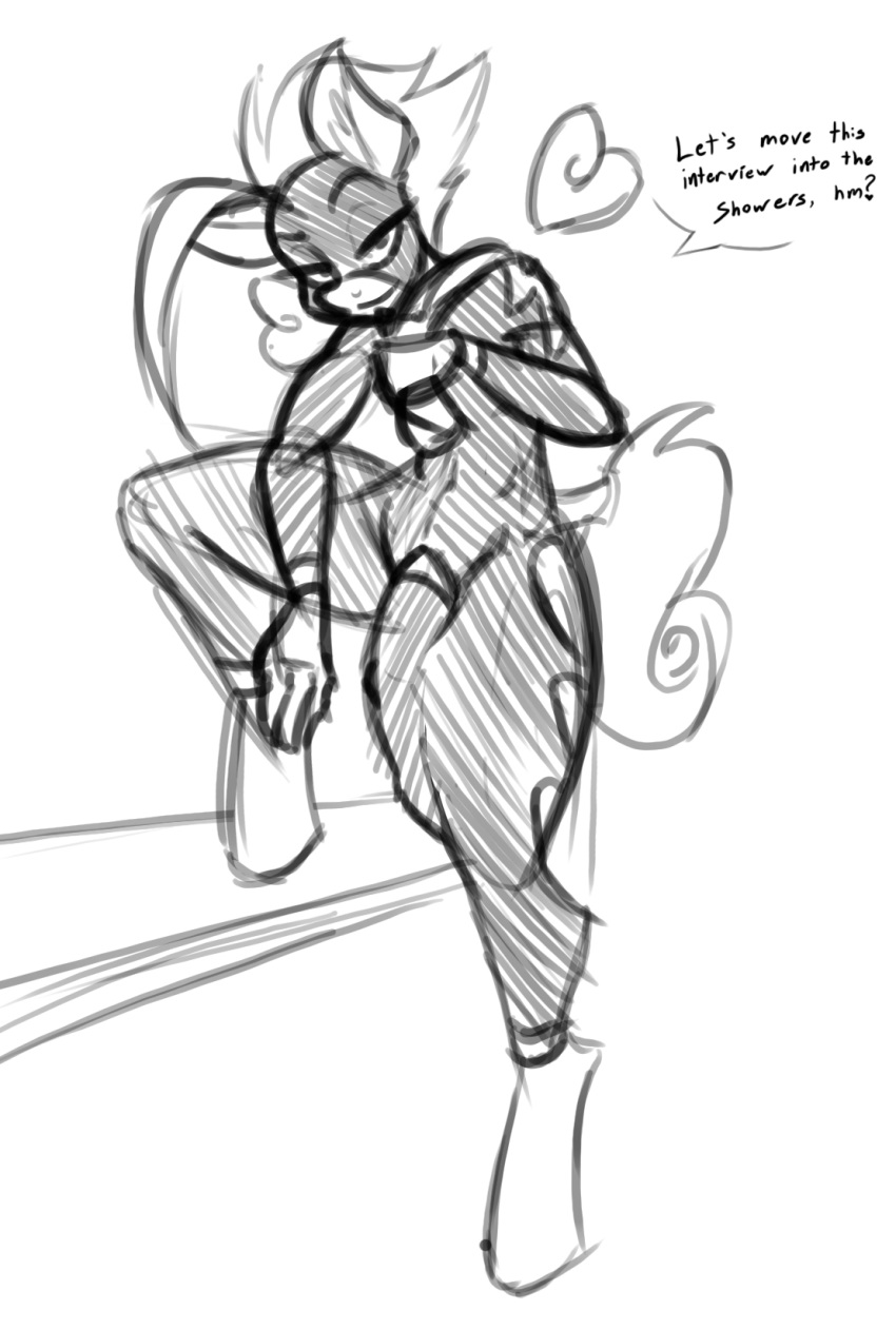 2018 anthro clothing dialogue english_text equine fan_character jay_(oc) jrvanesbroek looking_at_viewer male mammal monochrome my_little_pony pegasus penis sketch skinsuit text tight_clothing towel wings wonderbolt_(mlp)