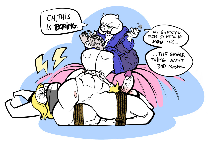 asgore_dreemurr bdsm bondage bound caprine cock_and_ball_torture domination ductape female female_domination gag gagged goat male mammal oddjuice otm tape toriel undertale video_games