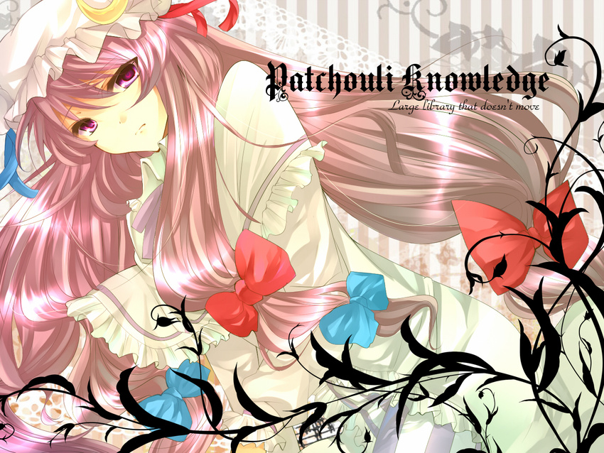 bad_id bad_pixiv_id capelet character_name eudemonia hair_ribbon hat patchouli_knowledge pink_hair ribbon solo touhou
