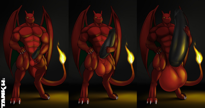 balls big_balls charizard charkol fire huge_balls hyper hyper_balls hyper_penis inflation male model_sheet muscular muscular_male nintendo penis pok&eacute;mon pok&eacute;mon_(species) solo tankh transformation video_games wings