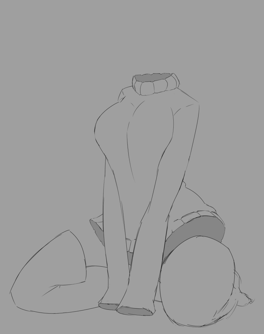 bottomless breasts clothed clothing female hagakure_tooru hi_res human invisible kneeling legwear limebreaker mammal monochrome my_hero_academia no_underwear not_furry solo stockings sweater