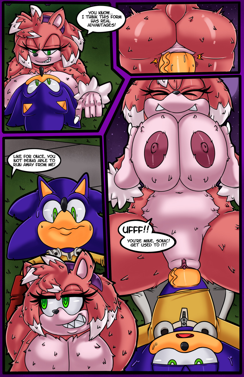 2016 amy_rose big_breasts big_penis breasts cloudz comic dialogue dreamcastzx1 english_text female hedgehog huge_breasts huge_penis male male/female mammal monster_girl_(genre) nude penis sonic_(series) sonic_the_hedgehog text werehog