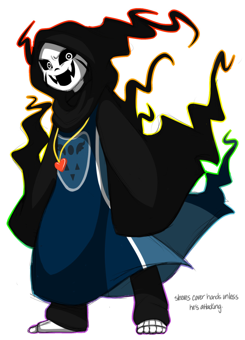 alternate_universe altertale animated_skeleton bone clothed clothing digital_media_(artwork) english_text friisans gaster hi_res jewelry locket male necklace not_furry robe sharp_teeth skeleton skull smile solo teeth text undead undertale video_games