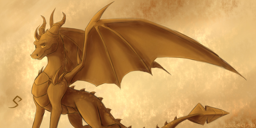 2016 digital_media_(artwork) dragon feral horn icelectricspyro scalie simple_background solo spines spyro spyro_the_dragon standing video_games western_dragon