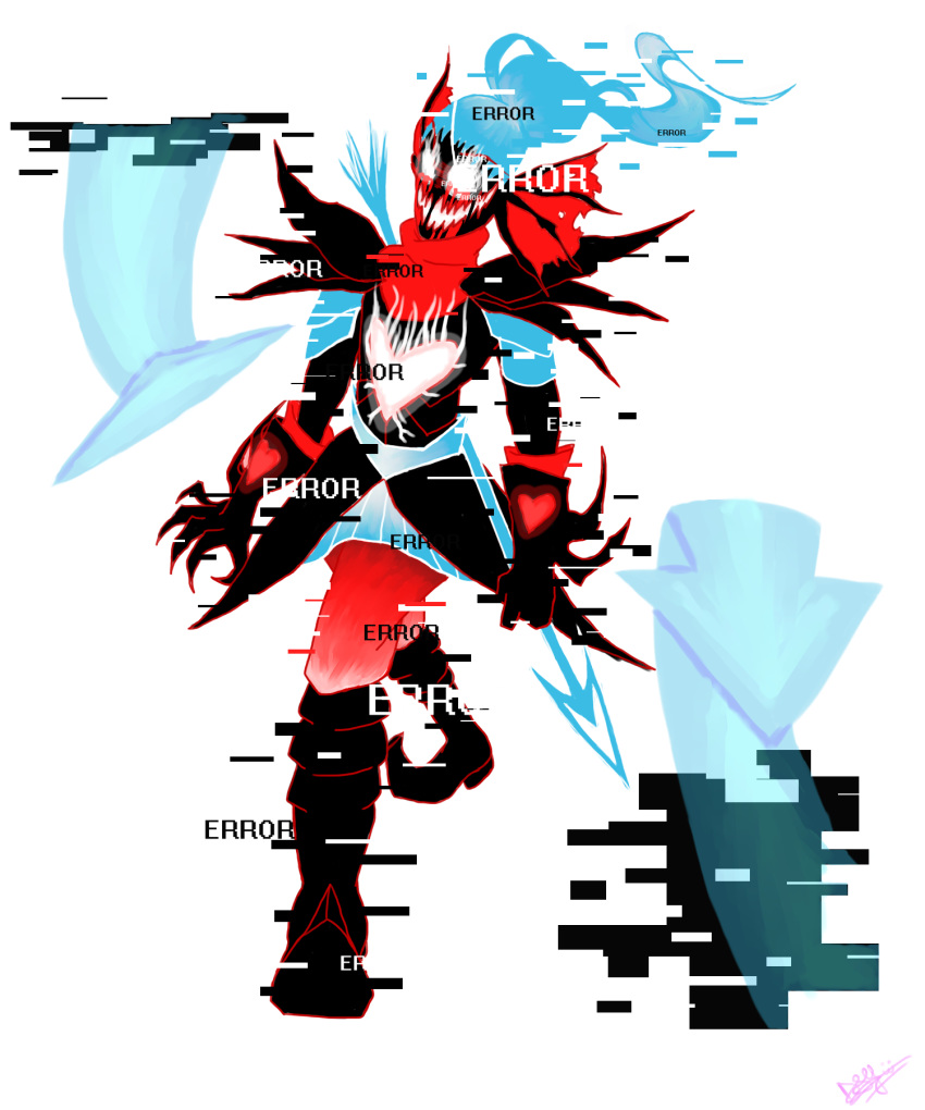 armor bossxmonsters error errortale eye_patch eyewear fish glitch hi_res marine melee_weapon polearm spear undertale undyne undyne_the_undying video_games weapon