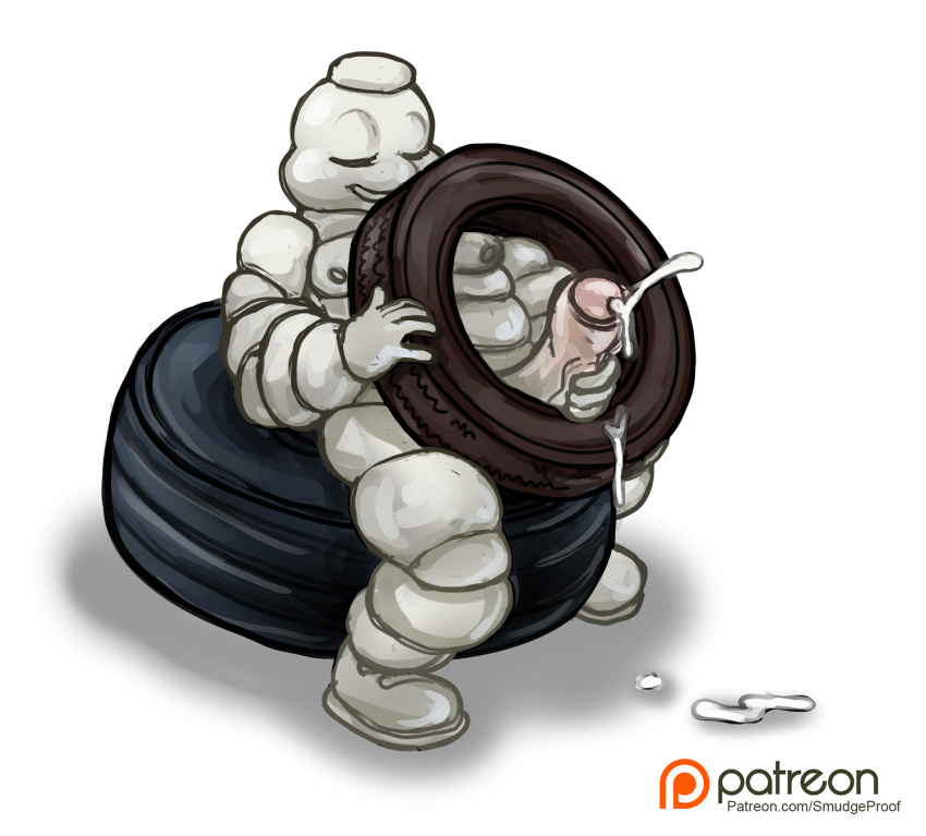 bibendum cum cumshot ejaculation foreskin hyper male mascot masturbation michelin_man nipples orgasm overweight patreon rubber slightly_chubby smudge_proof solo tire