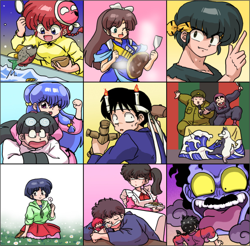 blue_eyes braid brother_and_sister genderswap genderswap_(mtf) gosunkugi_hikaru hibiki_ryouga kunou_kodachi kunou_tatewaki kuonji_ukyou mousse multiple_boys multiple_girls ranma-chan ranma_1/2 red_hair saotome_ranma shampoo_(ranma_1/2) siblings single_braid tendou_akane tendou_souun wantan-orz