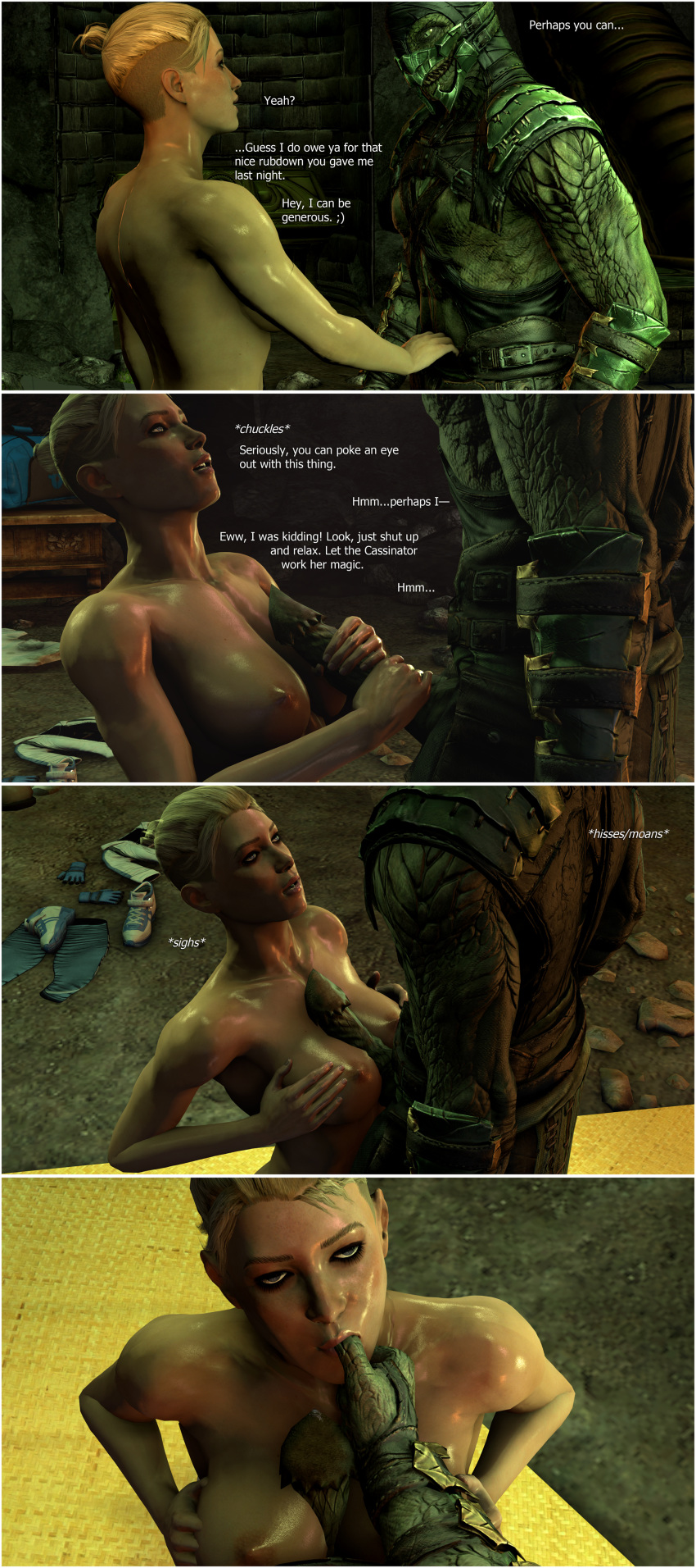 2018 3d_(artwork) anthro big_breasts breasts cassie_cage dialogue digital_media_(artwork) duo english_text female female_on_anthro first_person_view handjob human human_focus human_on_anthro interspecies lizard male male/female male_pov mammal mortal_kombat muscular muscular_female nude reptile reptile_(mortal_kombat) scalie sex smokescreen117 text titfuck video_games