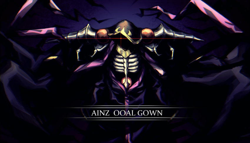 ainz_ooal_gown artist_request glowing_eye highres lich male_focus overlord_(maruyama) red_eyes