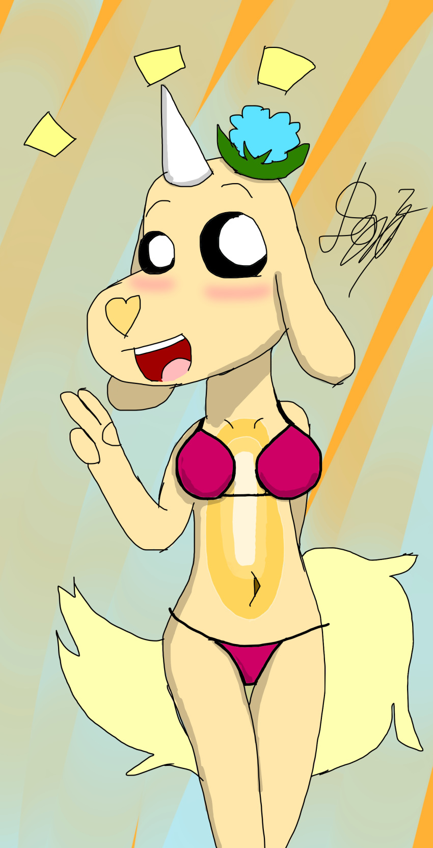 adventure_time blush cartoon_network clothing female horn invalid_tag solo swimsuit thatlycanroc97zx viola_(adventure_time)
