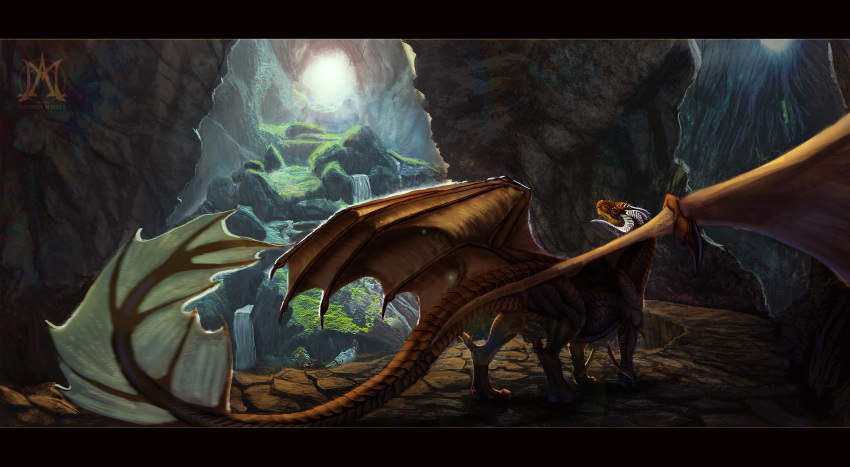 2018 detailed_background digital_media_(artwork) dragon feral horn membranous_wings noctem-tenebris scalie solo standing western_dragon wings