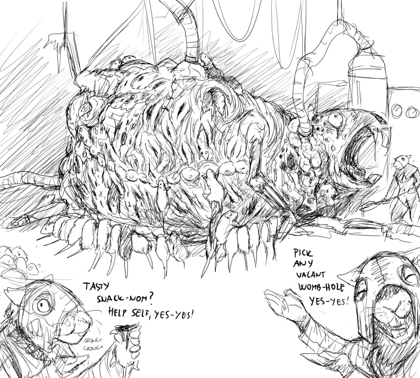 anthro birth cannibalism hard_vore hladilnik lol_comments mammal monochrome nightmare_fuel pussy rodent skaven teats the_truth vore what what_has_science_done