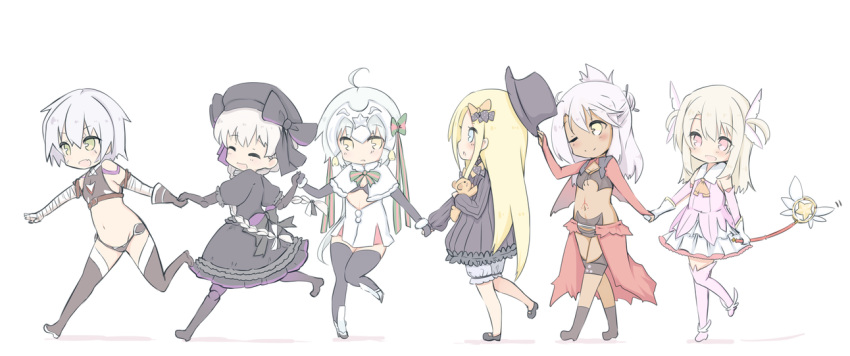 :d :o ;) ^_^ abigail_williams_(fate/grand_order) ahoge bandaged_arm bandages bangs bare_shoulders bell beret bikini_top black_bikini_top black_bow black_dress black_footwear black_gloves black_hat black_legwear black_panties black_shirt blonde_hair bloomers blue_eyes blush boots bow braid breasts bug butterfly capelet chloe_von_einzbern closed_eyes commentary_request dark_skin detached_sleeves doll_joints dress elbow_gloves eyebrows_visible_through_hair facial_scar fang fate/extra fate/grand_order fate/kaleid_liner_prisma_illya fate_(series) feathers fukiaki fur-trimmed_capelet fur_trim gloves gothic_lolita green_bow green_eyes green_ribbon hair_between_eyes hair_bow hair_bun hair_feathers hat hat_bow hat_removed headpiece headwear_removed holding holding_hat holding_wand illyasviel_von_einzbern insect jack_the_ripper_(fate/apocrypha) jeanne_d'arc_(fate)_(all) jeanne_d'arc_alter_santa_lily lolita_fashion long_hair long_sleeves looking_at_viewer low_twintails magical_ruby mary_janes multiple_girls navel nursery_rhyme_(fate/extra) object_hug one_eye_closed open_mouth orange_bow panties pantyhose parted_bangs parted_lips pink_feathers pink_footwear pink_shirt pleated_dress pleated_skirt polka_dot polka_dot_bow prisma_illya profile puffy_short_sleeves puffy_sleeves revealing_clothes ribbon scar scar_across_eye scar_on_cheek shirt shoes short_dress short_sleeves shoulder_tattoo silver_hair single_glove skirt sleeveless sleeveless_shirt sleeves_past_fingers sleeves_past_wrists small_breasts smile standing standing_on_one_leg stomach_tattoo striped striped_bow striped_ribbon stuffed_animal stuffed_toy tattoo teddy_bear thigh_boots thighhighs twin_braids twintails two_side_up underwear very_long_hair walking wand white_bloomers white_bow white_capelet white_dress white_gloves white_skirt yellow_eyes