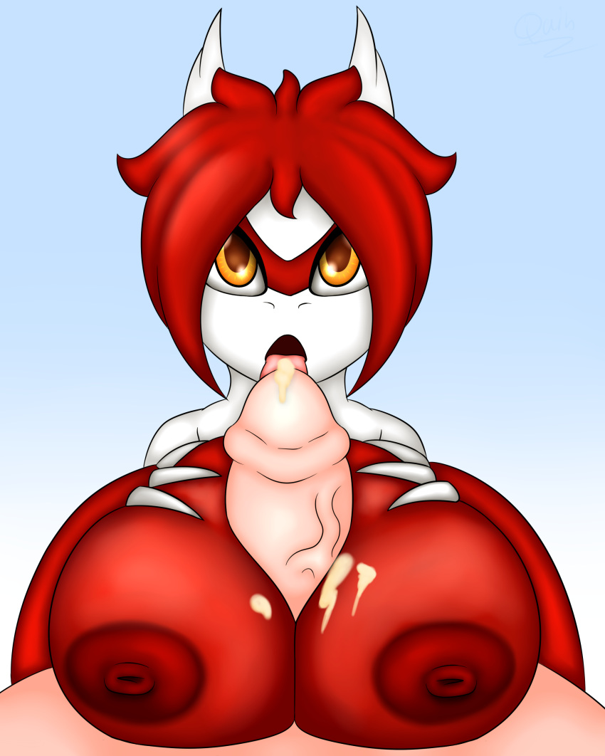 anthro anthrofied areola big_breasts breast_rest breasts cum digital_media_(artwork) duo erection fan_character female hair hi_res humanoid_penis latias legendary_pok&eacute;mon lewdtias looking_at_viewer male nintendo nipples open_mouth penis pok&eacute;mon pok&eacute;mon_(species) pok&eacute;morph quin-nsfw red_hair sex short_hair titfuck tongue vein video_games yellow_eyes