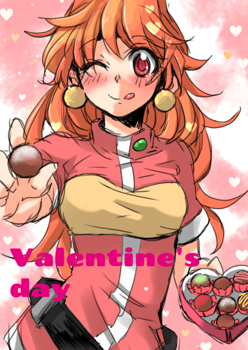 1girl chocolate female food lina_inverse long_hair looking_at_viewer orange_hair red_eyes slayers solo sorcerer upper_body valentine