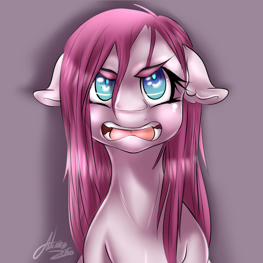 2015 blue_eyes earth_pony equine female feral friendship_is_magic hair hi_res horse long_hair mammal mrfatcakes my_little_pony open_mouth pinkamena_(mlp) pinkie_pie_(mlp) pony solo teeth