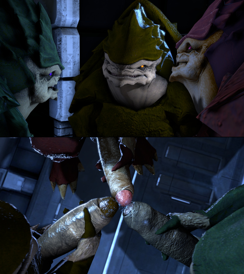 3d_(artwork) alien balls big_penis digital_media_(artwork) foreskin frottage group hadronighini humanoid_penis krogan male male/male mass_effect penis presenting presenting_penis sex thick_penis uncut video_games