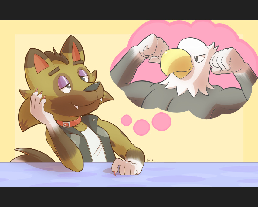 apollo_(animal_crossing) avian bird canine eagle kyle_(animal_crossing) mammal rodricoro wolf